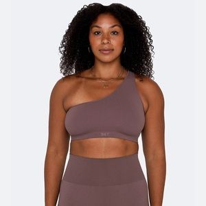 Set Active SCULPTFLEX Ribbed One Shoulder Bra + Bike shorts in Pepper